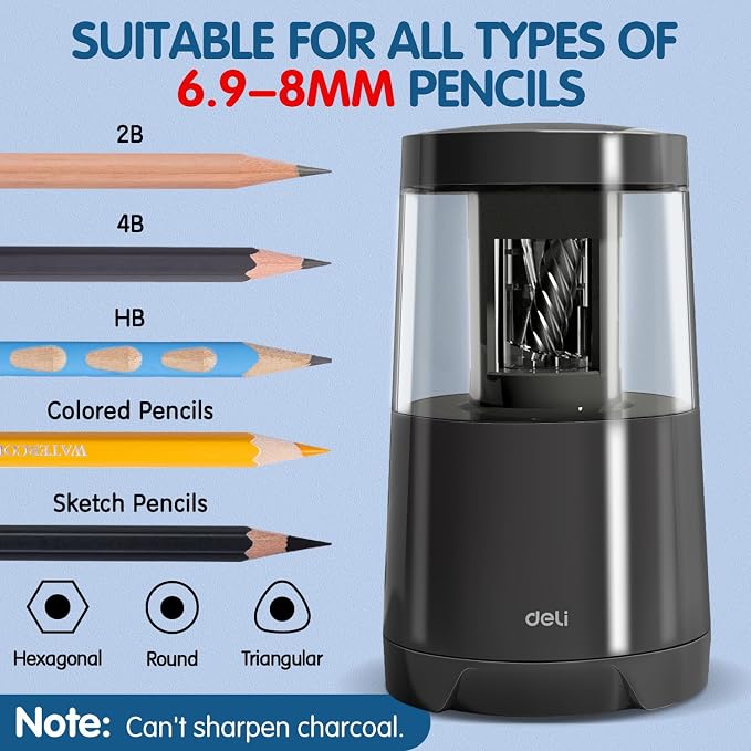 Deli Electric Pencil Sharpener, Automatic Pencil Sharpeners - Image 3