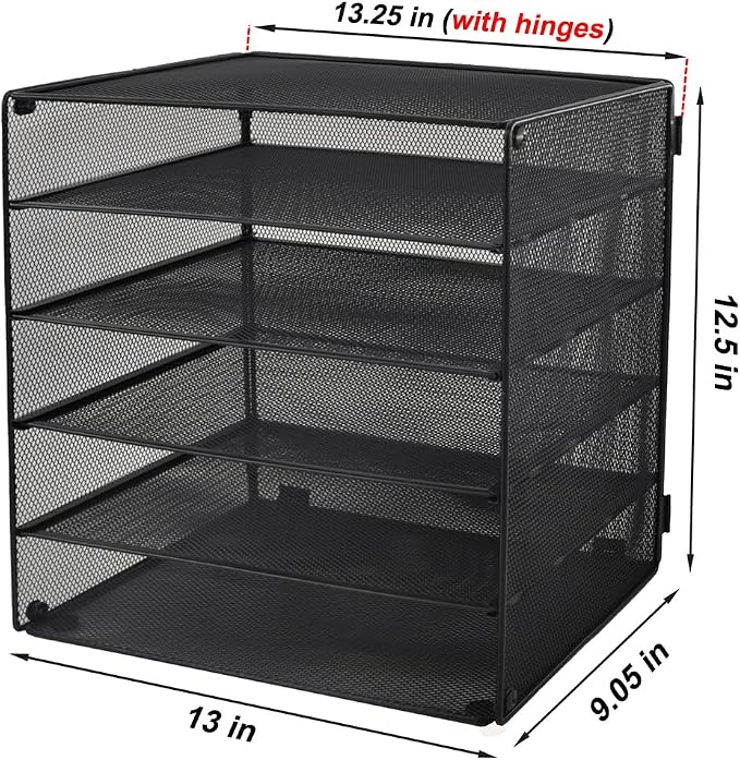 EASEPRES 5 Slot Mesh Desk Organizer Tray, File Paper Letter Folder Holder - Image 2