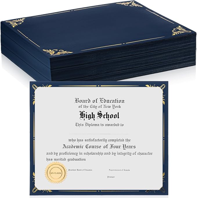 Fainne 70 Pcs Certificate Holder Foil Border Bulk 8.5 x 11 Inch Single Sided by Fainne