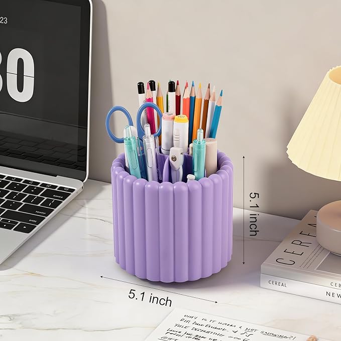 Anyoifax 360° Rotating Pen Holder 7 Slots Desk Organizer Removable Pencil Cup - Image 4