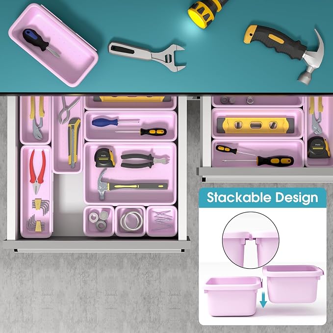 33 PCS Drawer Organizer Set, 4 Size Makeup Drawer Divider Organizer - Image 5