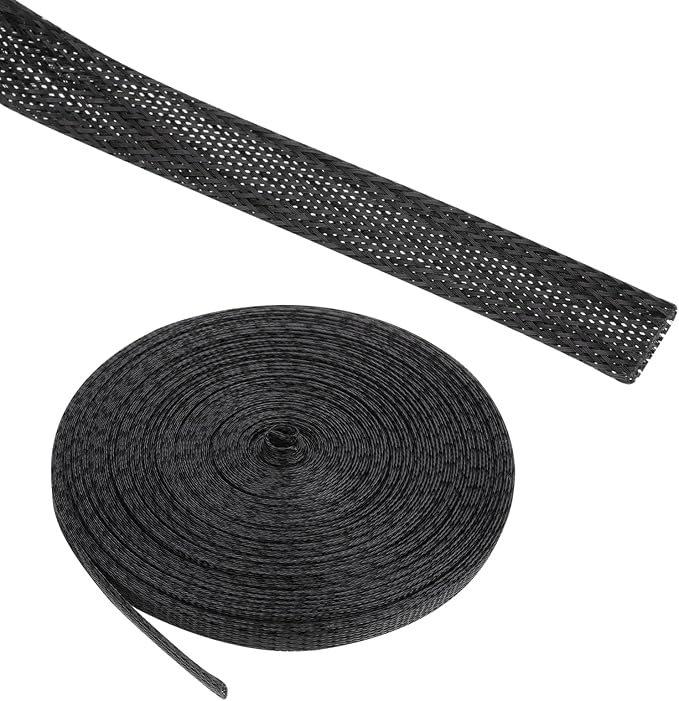 100ft PET Expandable Wire Loom 3/8 Inch, PET Braided Wire Sleeving Cable by Rebower