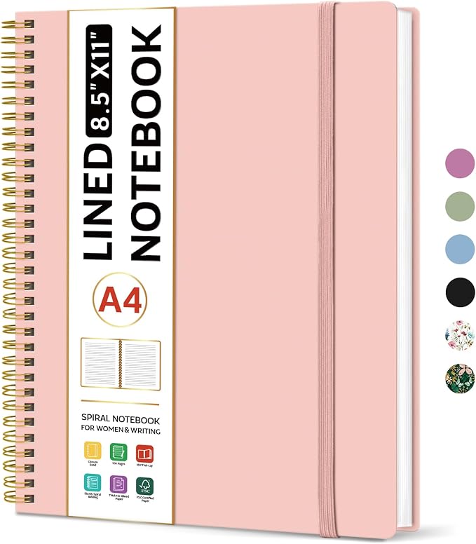 Taja Spiral Lined Notebook, 8.5"x11" Notebooks by Taja