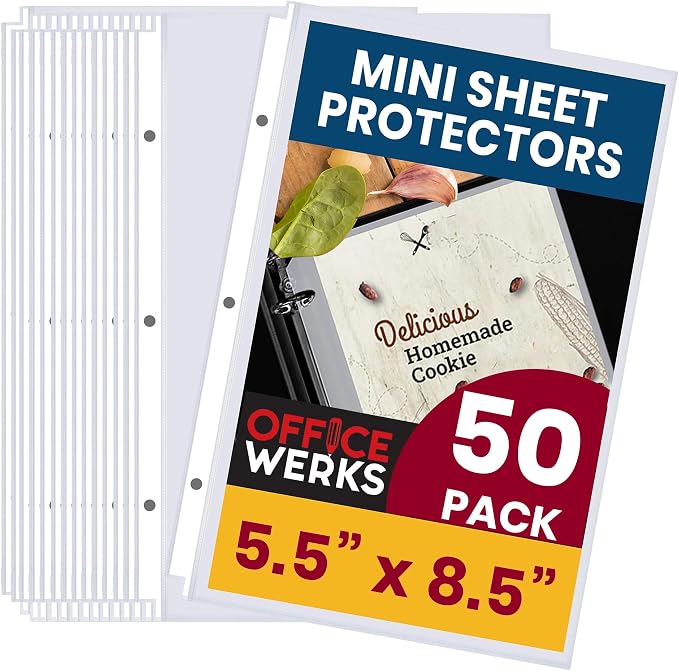 Officewerks Heavyweight Clear Mini Sheet Protectors Holds 5.5 x 8.5 Inch Sheets by Office+Werks
