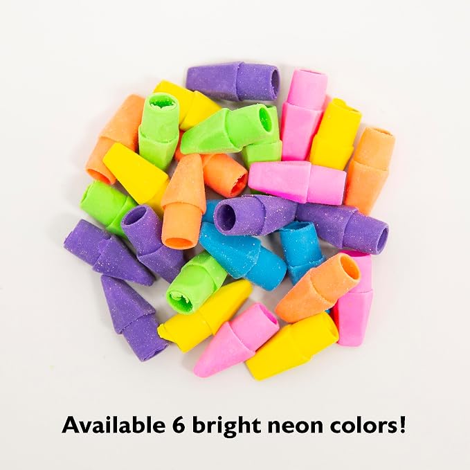 BAZIC Products Pencil-Top Eraser Caps, neon pencil-top eraser caps, non-abrasive - Image 4