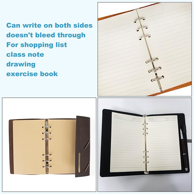 PATIKIL B5 Blank Refill Paper, Loose Leaf Paper 9 Hole Planner Refills for 9 Ring Refillable Binder Notebook Paper Filler Planner Inserts Office Diary Journals, 80 Sheets/160 Pages, White-DeskLoop Office