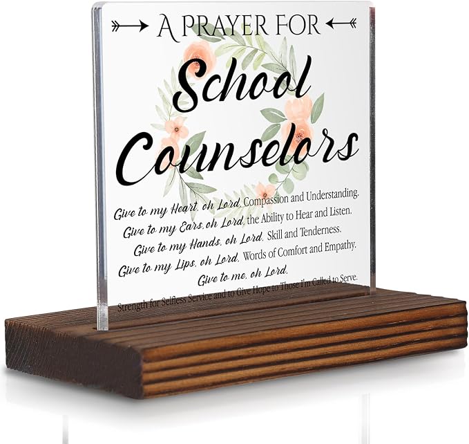 School Counselor Prayer Desk Sign, Faith-Based Christian Gift by Pariveca