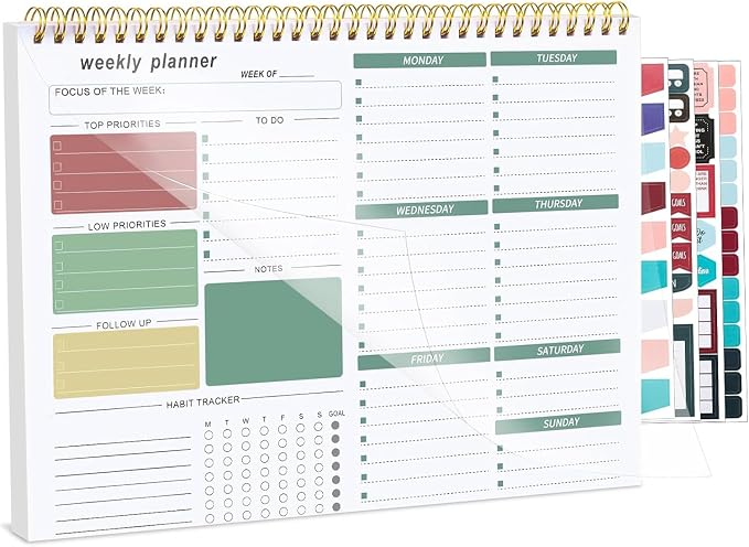 Weekly To Do List Notepad, 8.5''x11'' Weekly Desk Planner by Thboxes