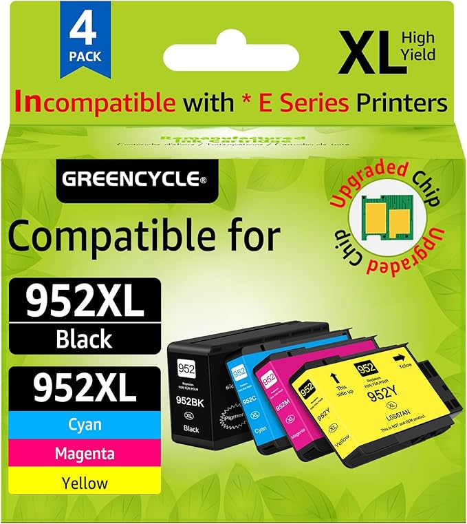 Upgraded 952xl Ink Cartridges Combo Pack Replacement for HP 952 XL High Yield Compatible with OfficeJet Pro 8710 8720 8740 7740 8210 Printer (1 Black 1 Cyan 1 Magenta 1 Yellow)-DeskLoop Office