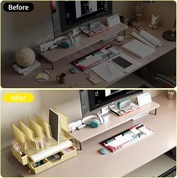 LEKETREE Gold Desk Organizer, Office Organization - Image 4