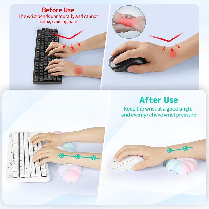 Sushret Cloud Wrist Rest Keyboard, Cloud Keyboard Wrist Pad Set - Image 3