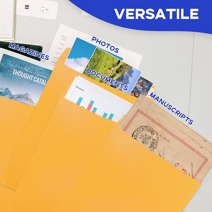 9x12 Manila Envelopes Self Seal 100 Pack, Goefun Yellow Brown Large Catalog - Image 7