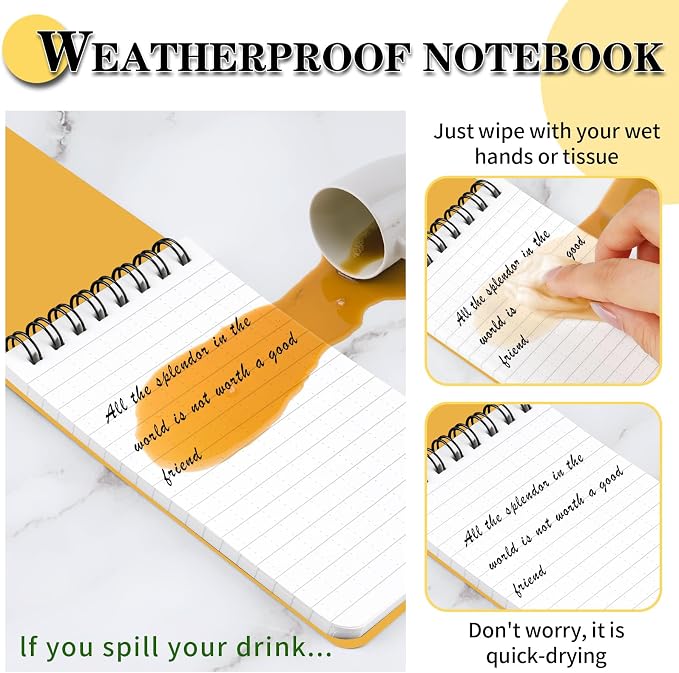 COIDEA Waterproof Notebook, 4 Pack Top-Spiral Pocket Notepad, All Weather - Image 4