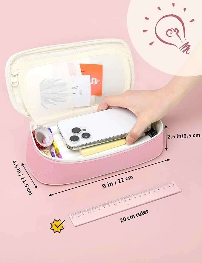 SUNEE Cute Pencil Case, Aesthetic Pen Pouch, Colored Large Pencil Bag - Image 4