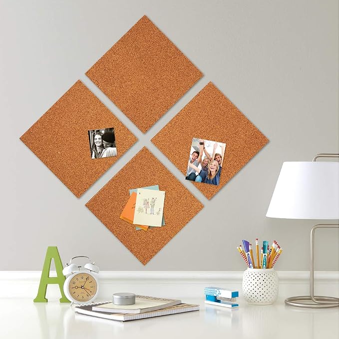 Quartet Cork Tiles, Bulletin Board Cork Panels 12" x 12" x 3/16", 8 Pack - Image 7
