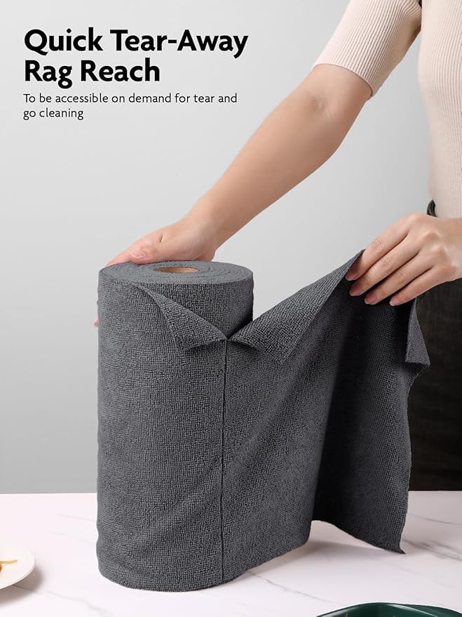 Fantasticlean Microfiber Cleaning Cloth Roll -40 Pack, Tear Away Microfiber Towels, 12" x 12", Reusable, Washable, Scratch Free, Ultra Absorbent Dish Rags for Car, Home, Garage or Shop (DimGrey)-DeskLoop Office