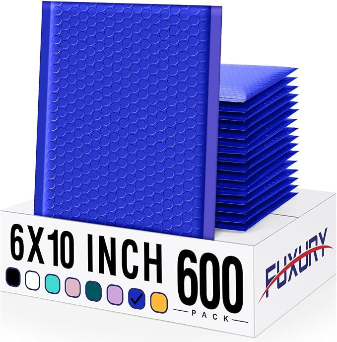 Fuxury Bubble Mailer 6x10 600 Pack Royal Blue #0, Poly Padded Envelope mailers by Fuxury
