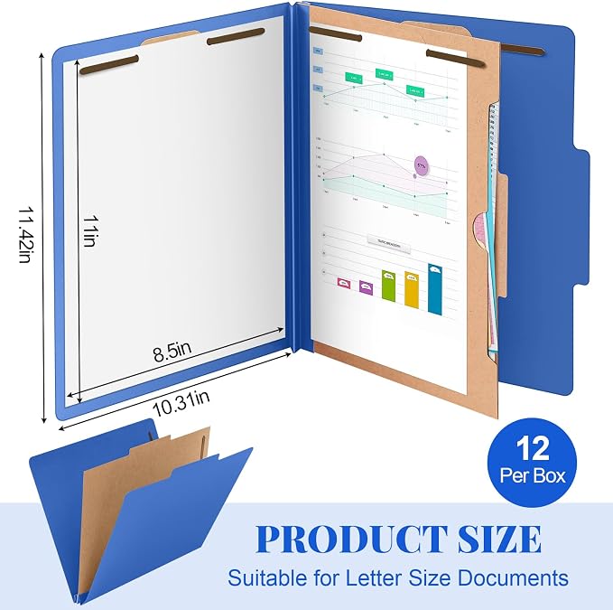 Skyygemm 12 Pcs Classification Folders 3 Pocket Dividers Letter Size Employee - Image 2