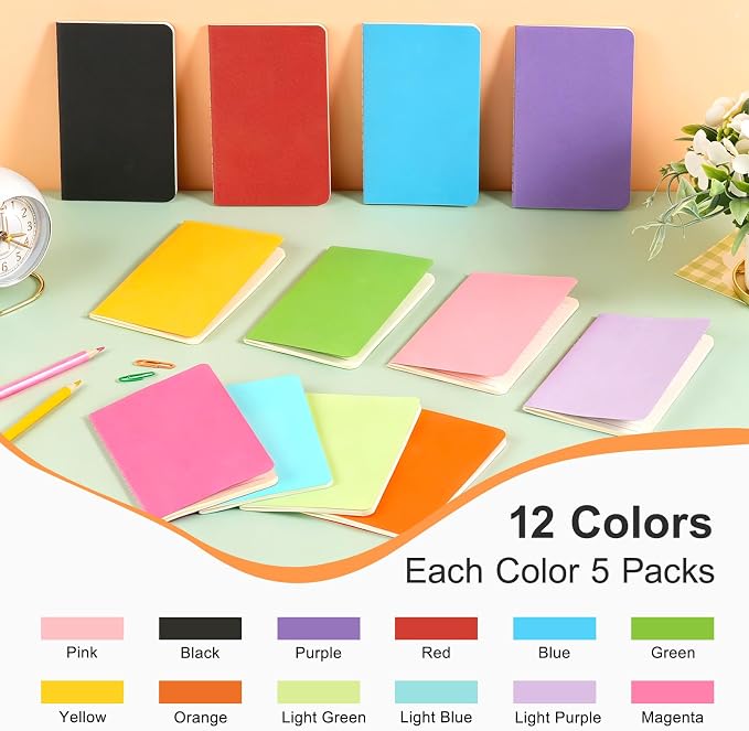 Gwybkq Small Lined Notepads Bulk 60 Pack Mini Journal Pocket Notebooks Set - Image 7