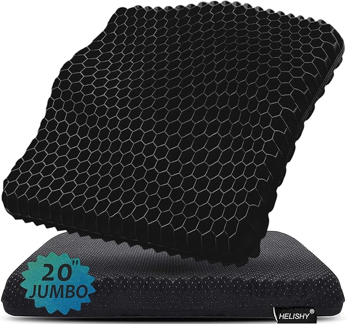 20" Gel Seat Cushion for Long Sitting Pressure Relief by Helishy