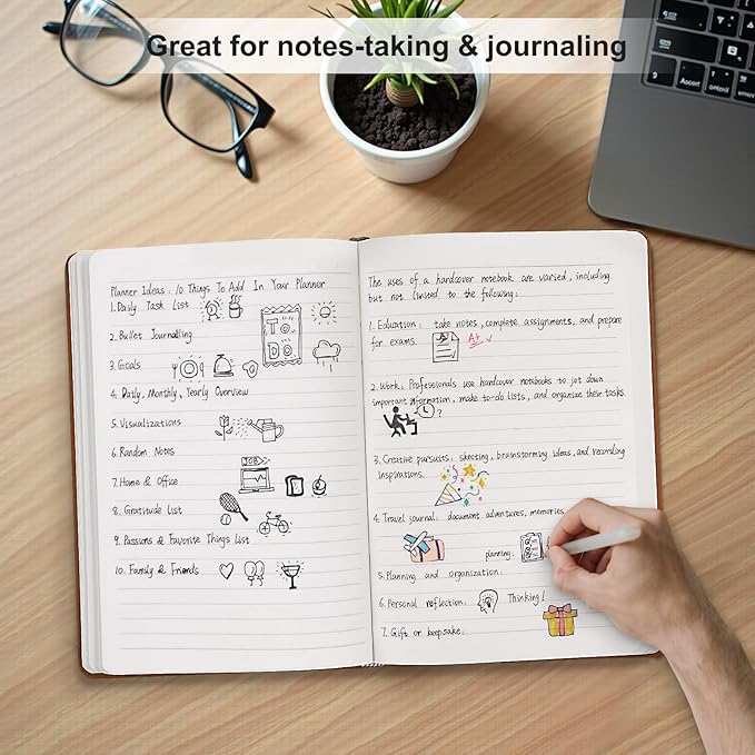 Comix 6 Pack Lined Journal Notebooks for Work, 240 Pages, 5.5"x8.3", Brown, Hardcover, A5 Medium College Ruled, Journaling Notebooks for Notes-taking, Fits for Office School Home-DeskLoop Office