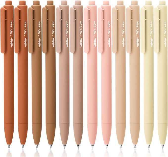 Mr. Pen- Retractable Gel Pens, 12 Pack, Natural Colors Barrels | Fine Point by MrPen