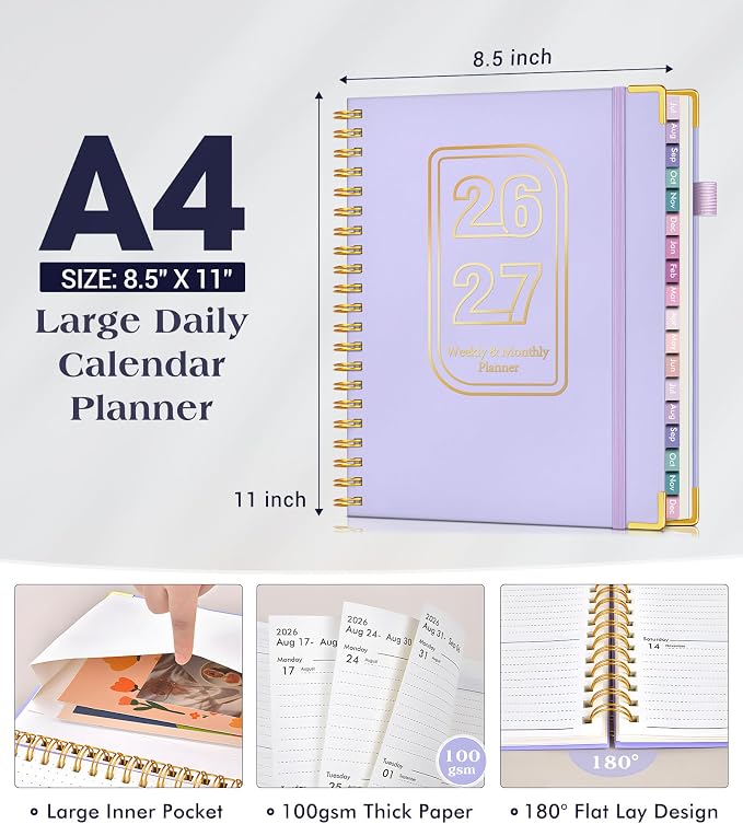 Academic Planner 2026-2027, 18 Months Weekly and Monthly Hardcover Planner - Image 5