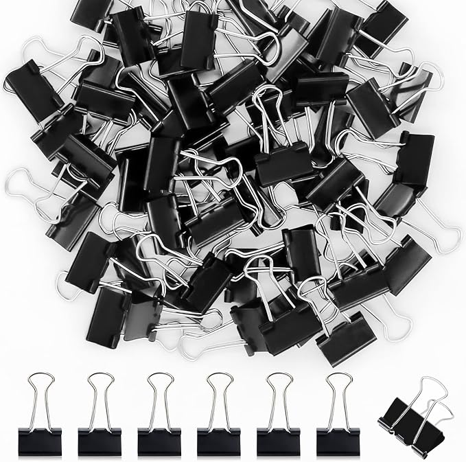 120 Pack Black Binder Clips 0.75 Inch, Small Paper Clamps, Office Clips by OWLKELA