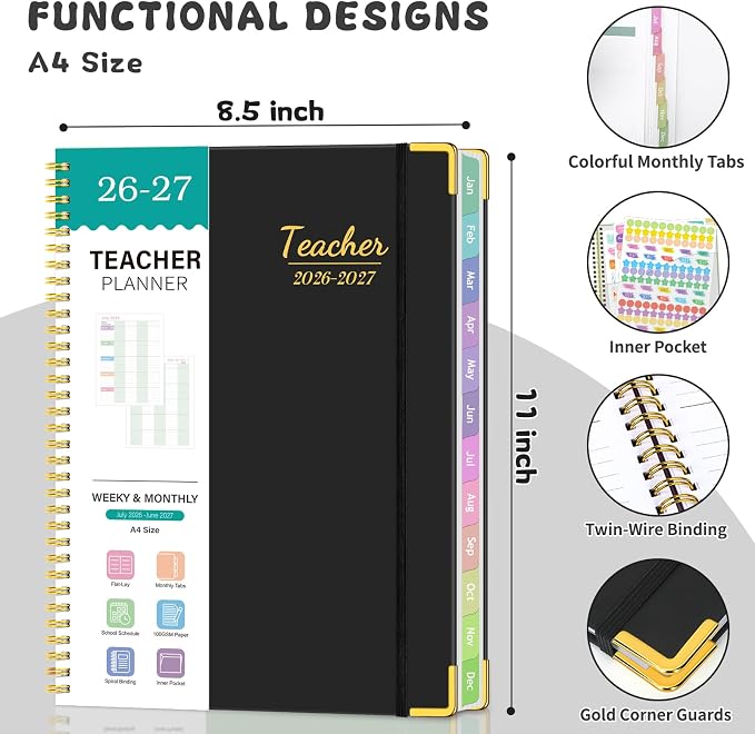 Teacher Planner 2026-2027, July 2026-June 2027 Academic Year, Large 8.5" x 11" - Image 2