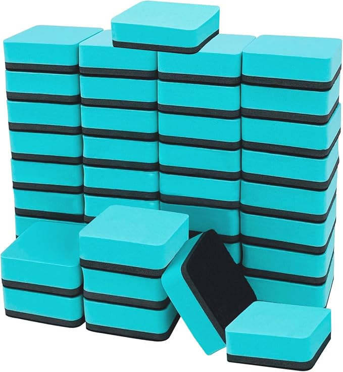 40 Pack Dry Erase Erasers, Mini Magnetic Whiteboard Eraser, Square Dry Erase by HANWER