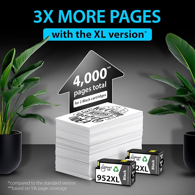 Smart Ink Compatible Ink Cartridges Replacement for HP 952XL HP 952 XL (2 Black Combo Pack) to use with HP Printer OfficeJet Pro 8710 7740 8720 8715 8210 7720 8740 8725 8700 OfficeJet 8702-DeskLoop Office