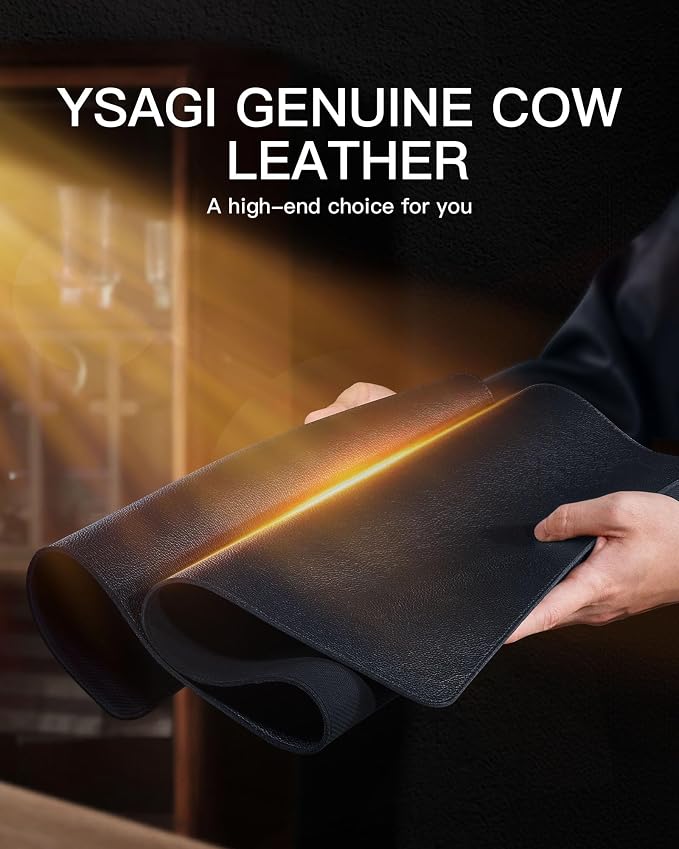 YSAGi Genuine Leather Desk Mat, 35.4"X17" Leather Desk Mat, Office Desk Pad - Image 7