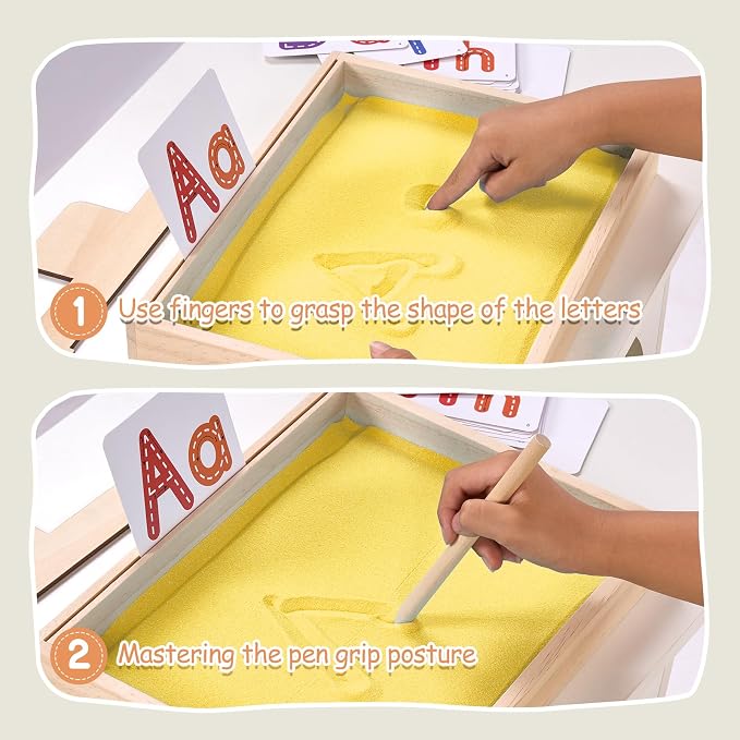 Montessori Sand Tray for Kids, Writing Play Sand Tray - Image 6