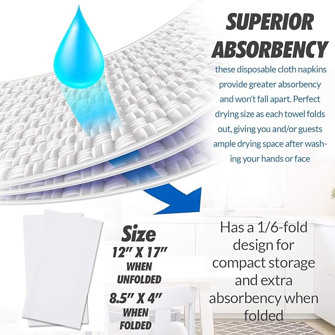 1000 Paper Towels Cloth-Like Hand Tissue Paper Napkins, Disposable Hand Towels for Bathroom Guests, Disposable Face Towel for Guest, Washcloths or Dinner Napkin, Made in USA, White-DeskLoop Office