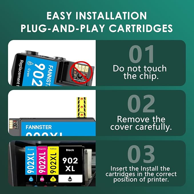 902XL 902 XL Ink Cartridge Compatible for HP 902 XL Ink Cartridges Compatible for HP OfficeJet Pro 6978 6958 6968 6962 OfficeJet 6970 6975 6960 6950 6954 6951 6956 6961 6963 6964 Printer(4PK)-DeskLoop Office