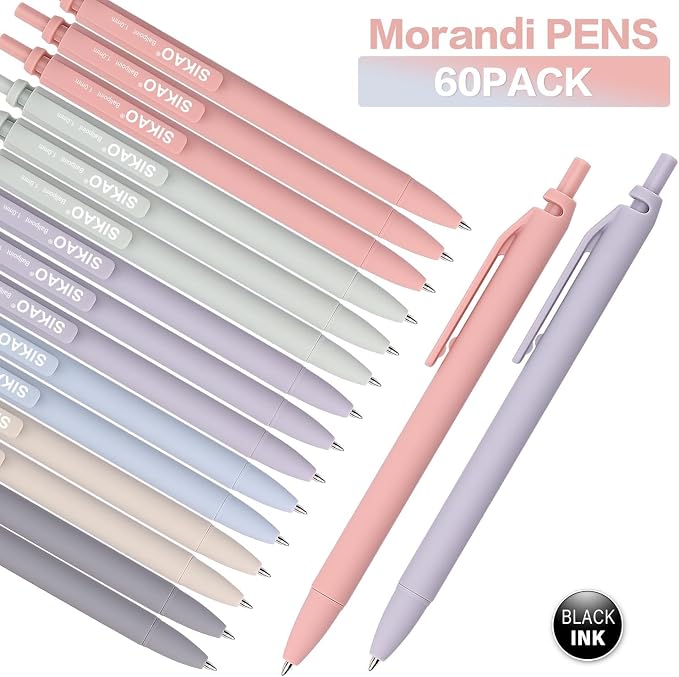 Morandi Pens Bulk 60 Pack – Smooth Writing 1.0mm, Click Ballpoint Pens - Image 2