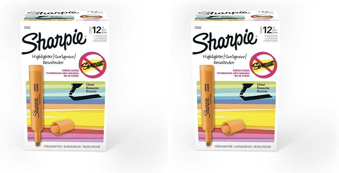 SHARPIE Tank Style Highlighters, Chisel Tip, Fluorescent Orange, Box of 12 by Unknown