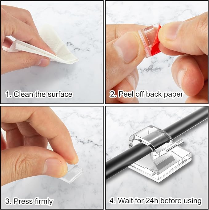200 Pcs Cable Clips, Adhesive Cable Organizer Cord Holder Wire Clip Wire - Image 5