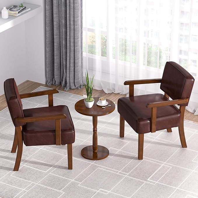 Accent Chair, PU Leather Living Room Chairs Oversize with Soft Seat and Armrests for Living Room Dinning Room Bedroom Reading Room Waiting Room-DeskLoop Office