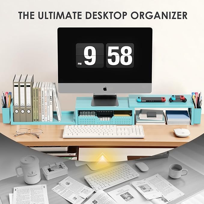 OPNICE Desk Organizers and Accessories, Dual Monitor Stand Riser - Image 6