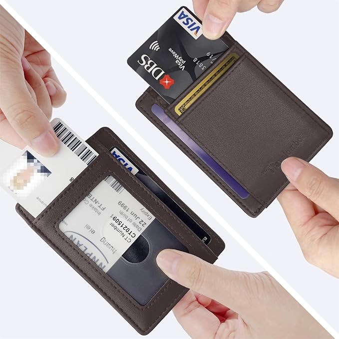 Travelambo Front Pocket Minimalist Leather Slim Wallet RFID Blocking Medium Size - Image 3