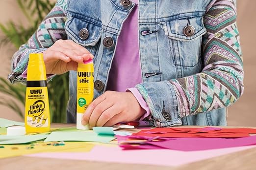 UHU stic, Glue Stick Solvent Free, Washable, Screw on Cap, for School, Crafts, Scrapbooking 1 x 21g Blister, White-DeskLoop Office
