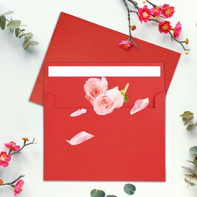50Packs A4 Red Envelopes4x 6 Inch Card Envelopes, Self Seal - Image 4
