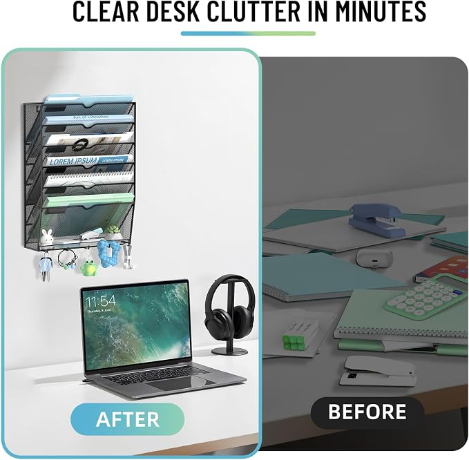 SUPEASY Wall File Organizer, 7 Tier Hanging File Organizer - Image 7