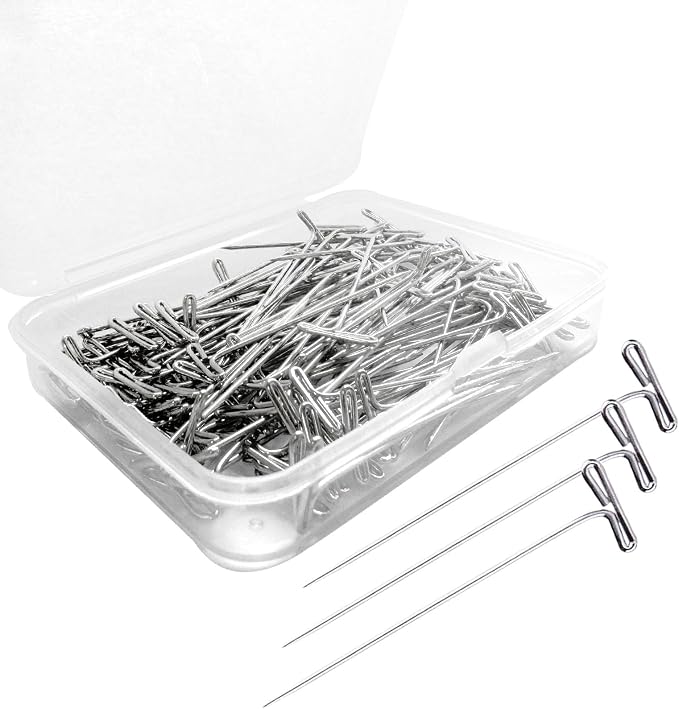 T Pins, Stainless Steel T-pins for Blocking Knitting, Wig Pins for Foam Head by Sunenlyst