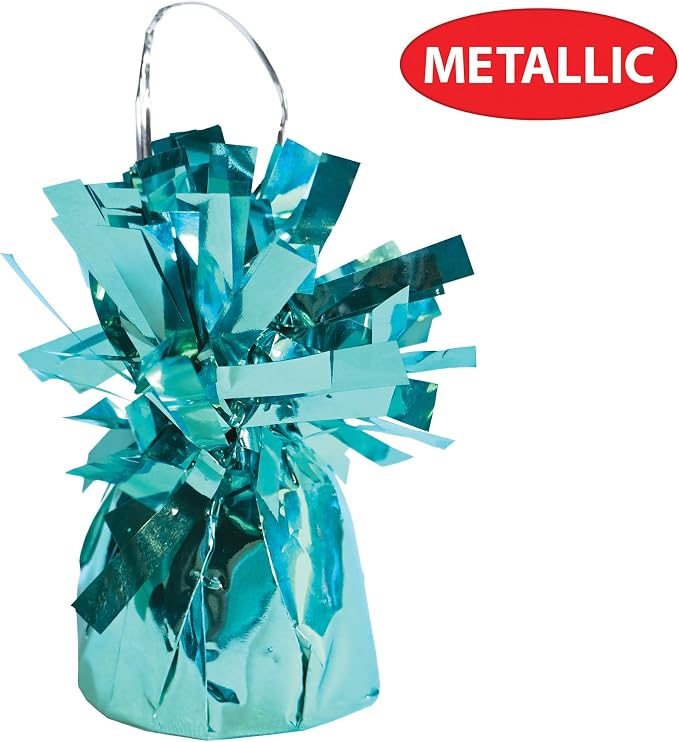 Beistle 50804 12-Piece LB Metallic Wrapped Balloon Weights, Light Blue - Image 3