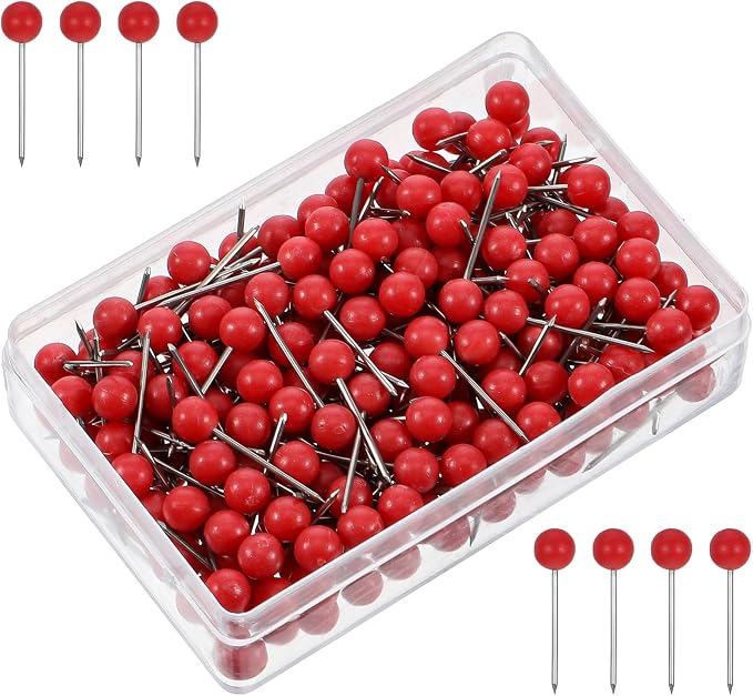 200 PCS Red Push Pins for Map, Small Round Head Map Pins for Travel Boards by Unknown
