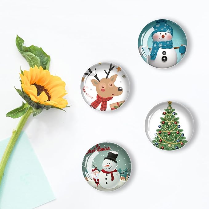Christmas Refrigerator Magnets 12Pcs Glass Strong Magnetic Refrigerator Magnet Fridge Sticker,Crystal Fridge Magnets Decoration for Crafts,Strong Fridge Magnets for Kitchen, School-DeskLoop Office