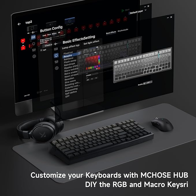 G98 PRO Wireless Mechanical Keyboard, Tri-Mode Connection Gaming Keyboard, Hot Swappable Custom Gasket Structure Pre-lubed Linear Switches Double Shot PBT Keycaps RGB LED Backlit Gradient Black-DeskLoop Office
