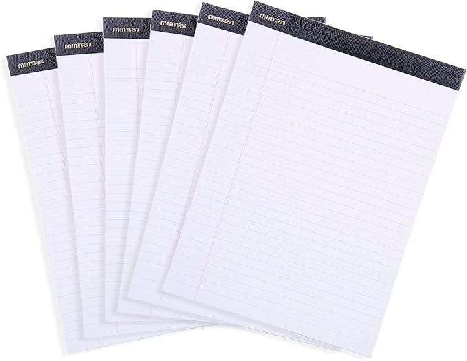 Mintra Office Legal Pads - ((PREMIUM WHITE 6pks, 8.5in x 11in, WIDE RULED))-DeskLoop Office